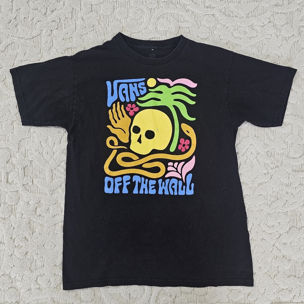 Vans Kids Black Tee with Vibrant Skull Design